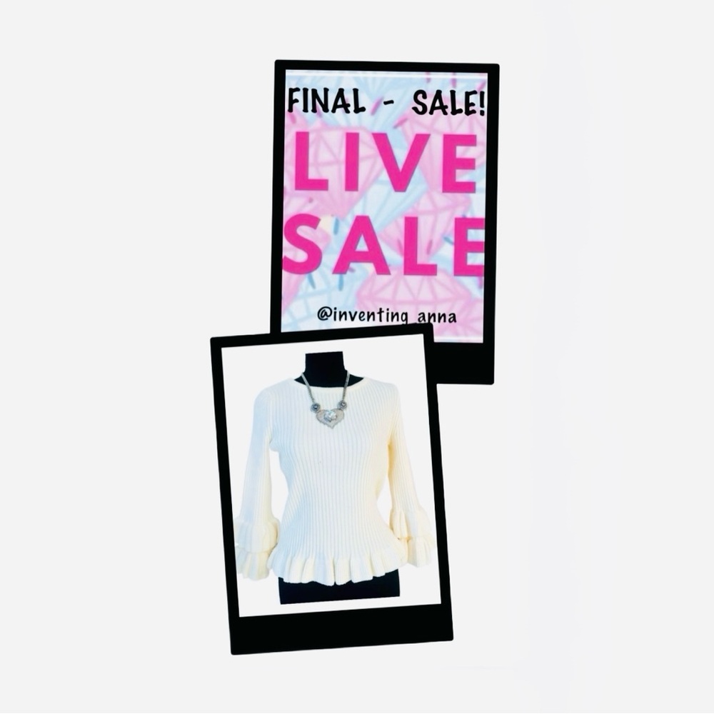 GREIGE ~ Cream Colored Ruffled Tier Sweater size XS/TP